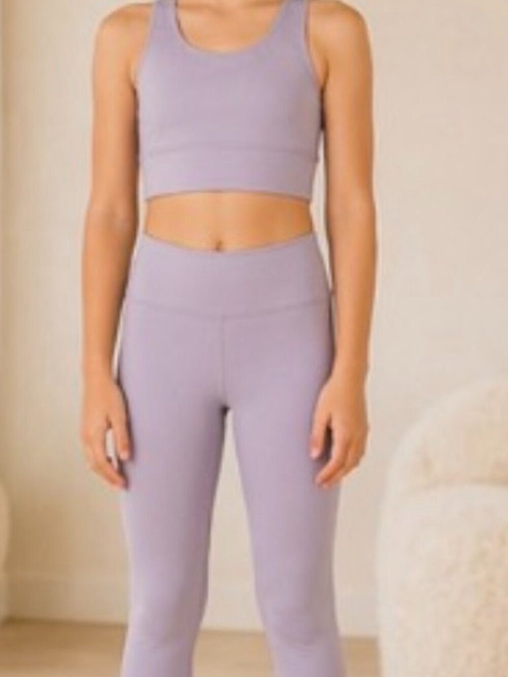 Zella Girls Active Set Size L 10/12 Lavender Ribbed EUC